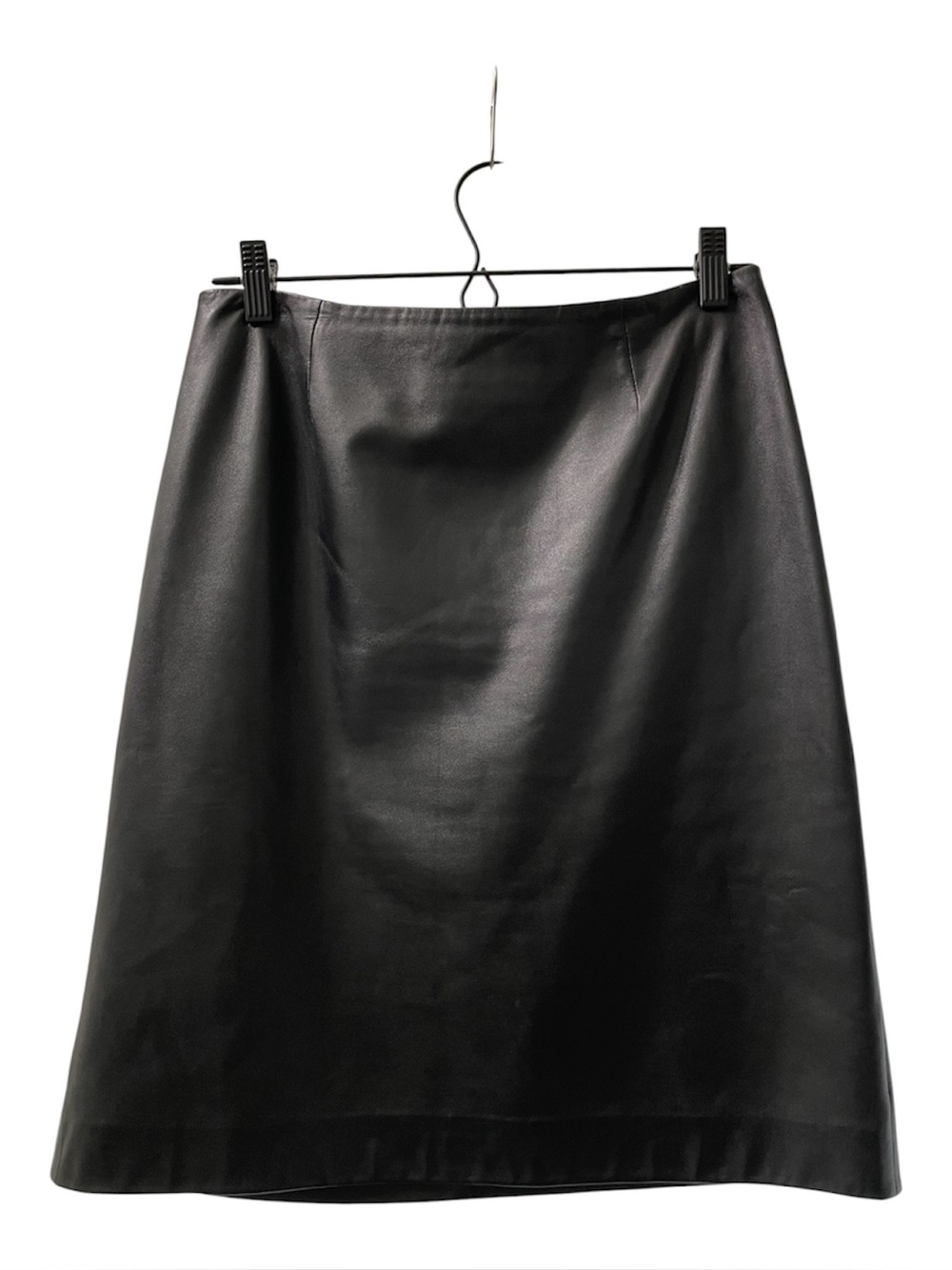 Dana Buchman Black Leather Zip-Back Skirt